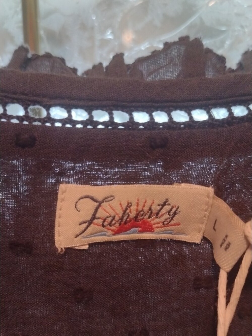 Faherty Brown Ruffle-Trim Button Front Blouse - Picture 2 of 6